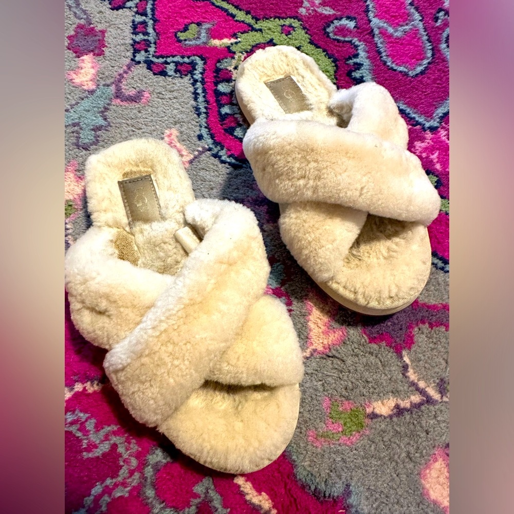 Ugg Aspen White slippers slide fuzzete